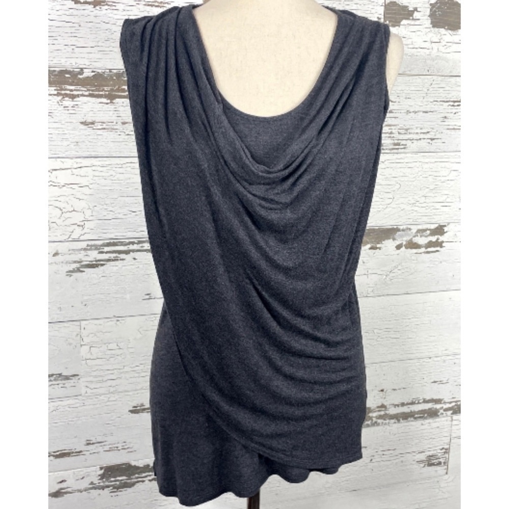 Cabi Overlay Sleeveless Draped Top Gray S #105 Euc